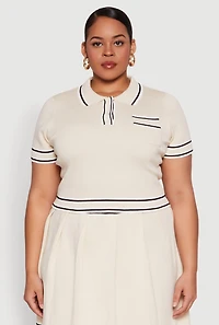 Plus Daisy Varsity Stripe Crop Top