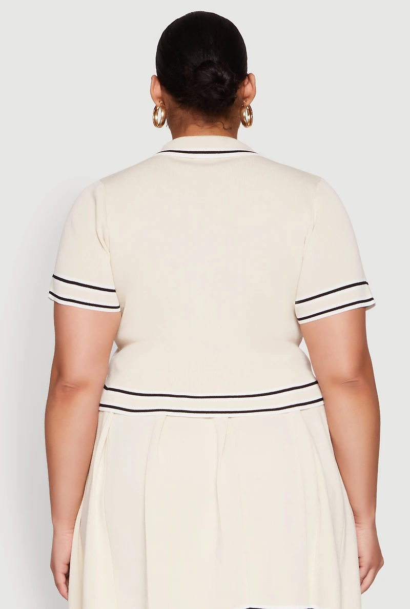 Plus Daisy Varsity Stripe Crop Top