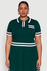 Womens Plus Daisy Varsity Stripe Crop Top,