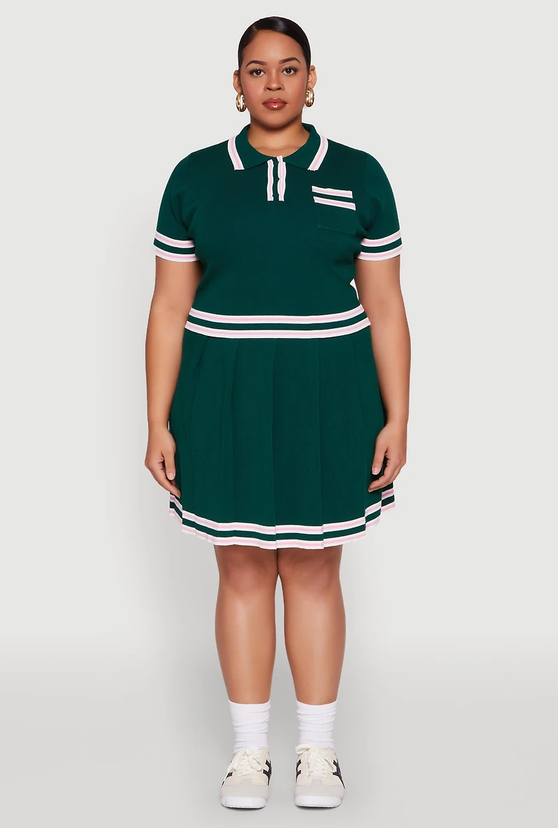 Womens Plus Daisy Varsity Stripe Crop Top,