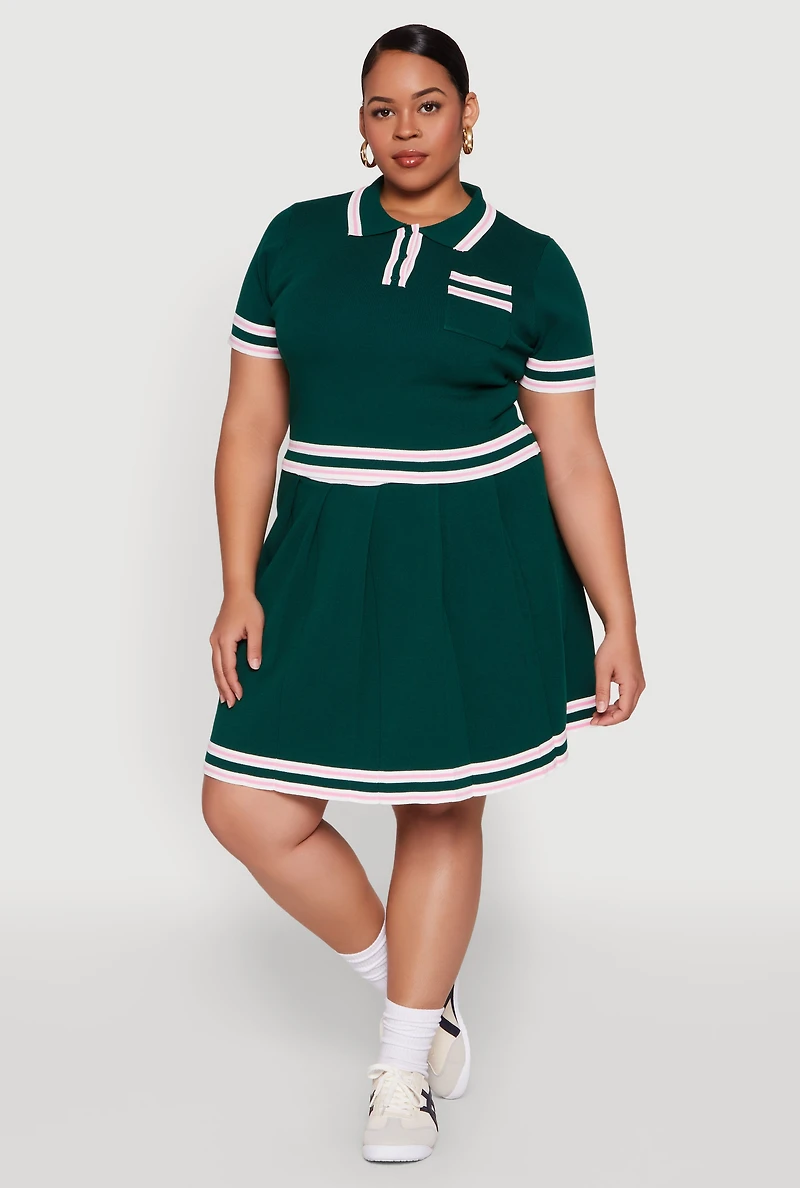 Womens Plus Daisy Varsity Stripe Crop Top,