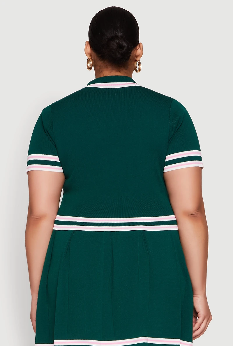 Womens Plus Daisy Varsity Stripe Crop Top,