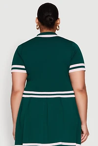 Womens Plus Daisy Varsity Stripe Crop Top,