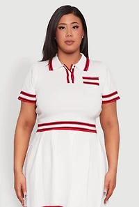 Plus Daisy Varsity Stripe Crop Top