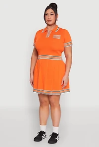 Womens Plus Size Daisy Varsity Stripe Crop Top, Orange, Size 1X