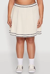 Plus Daisy Varsity Stripe Pleated Skirt