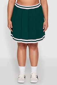 Womens Plus Daisy Varsity Stripe Pleated Skirt,