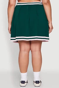 Womens Plus Daisy Varsity Stripe Pleated Skirt,