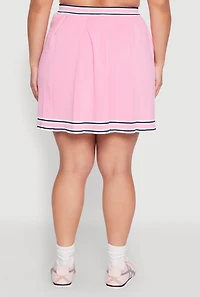 Womens Plus Daisy Varsity Stripe Pleated Skirt, Pink,