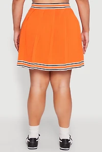 Womens Plus Size Daisy Varsity Stripe Pleated Skirt, Orange, Size 3X