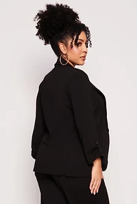 Plus Open Front Tabbed Sleeve Blazer