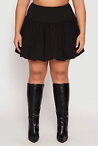Womens Plus Size High Waisted Mini Bubble Skirt, Black, Size 1X