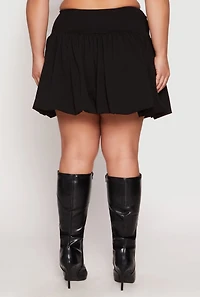 Womens Plus Size High Waisted Mini Bubble Skirt, Black, Size 1X