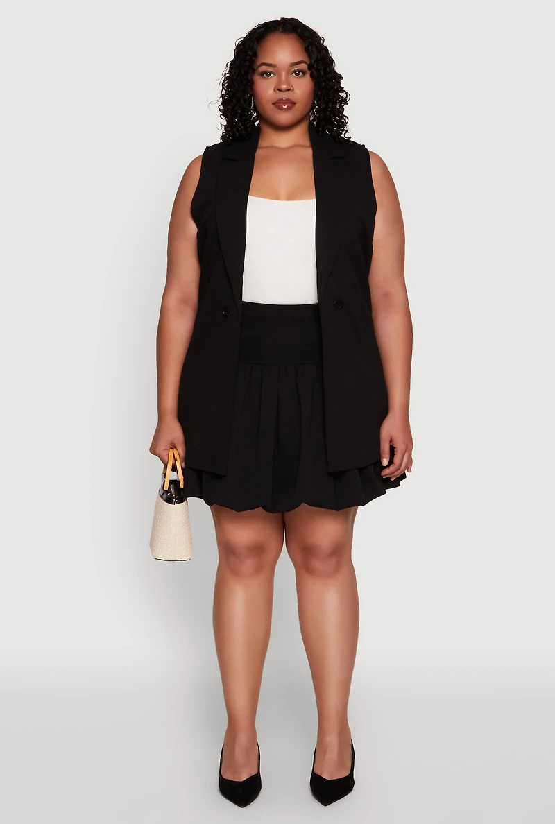Womens Plus Crepe Knit Bubble Skirt, 3X