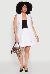 Womens Plus Size Crepe Knit Bubble Skirt, White, Size 1X