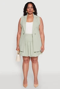 Womens Plus Size Crepe Knit Bubble Skirt, Green, Size 1X