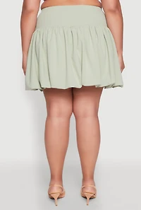 Womens Plus Size Crepe Knit Bubble Skirt, Green, Size 1X