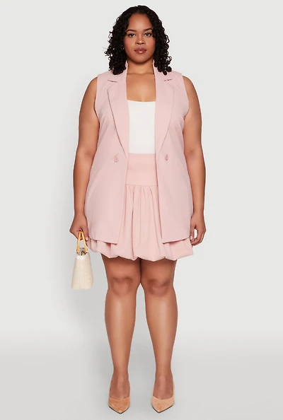 Womens Plus Size Crepe Knit Bubble Skirt, Pink, Size 1X