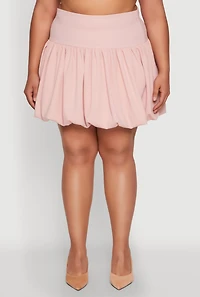 Womens Plus Size Crepe Knit Bubble Skirt, Pink, Size 2X