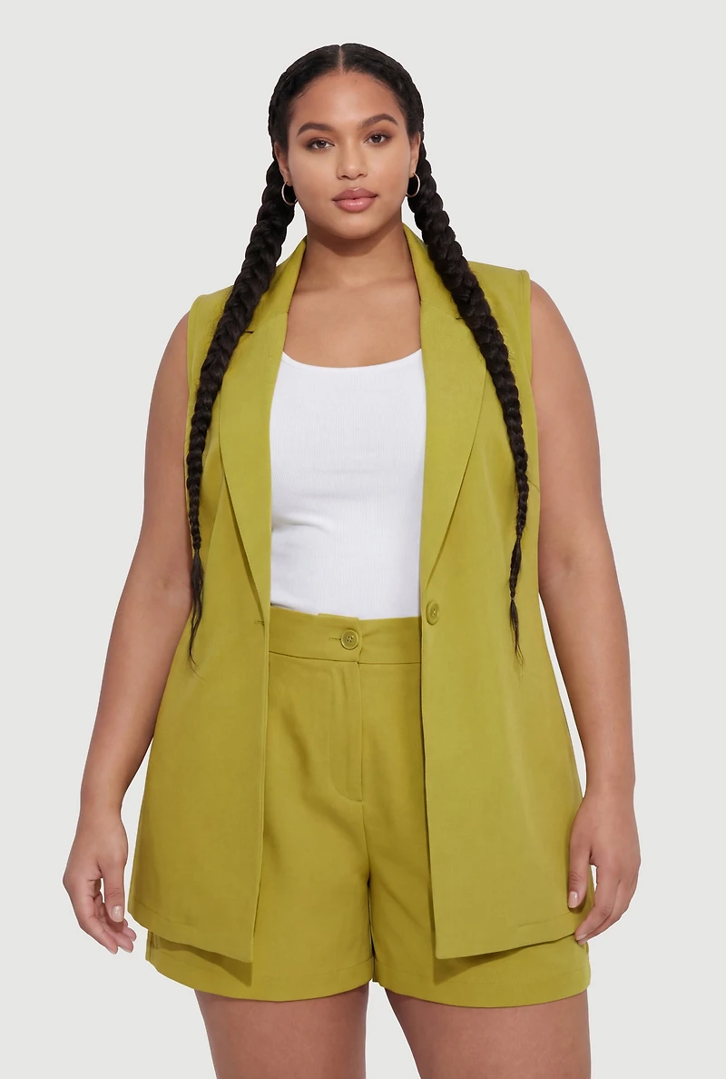 Plus Solid Crepe Knit Blazer Vest