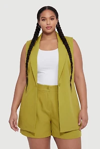 Plus Solid Crepe Knit Blazer Vest