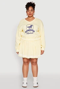 Womens Plus Size V Neck Graphic Sweatshirt, Yellow, Size 1X