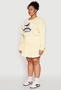 Womens Plus Size V Neck Graphic Sweatshirt, Yellow, Size 1X