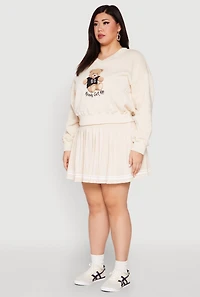 Womens Plus Size V Neck Graphic Sweatshirt, Beige, Size 1X