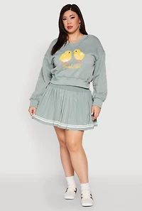Womens Plus Size V Neck Graphic Sweatshirt, Green, Size 1X