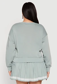 Womens Plus Size V Neck Graphic Sweatshirt, Green, Size 1X