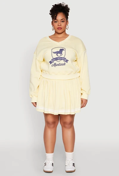 Womens Plus Size Varsity Stripe Detail Tennis Skort, Yellow, Size 3X