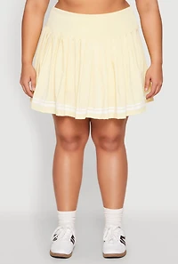 Womens Plus Size Varsity Stripe Detail Tennis Skort, Yellow, Size 3X