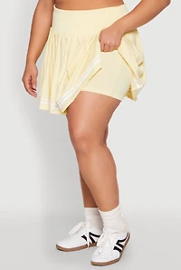 Womens Plus Size Varsity Stripe Detail Tennis Skort, Yellow, Size 3X