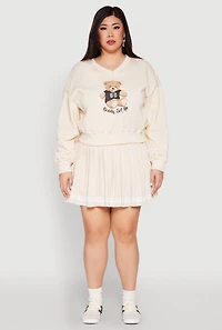 Womens Plus Size Varsity Stripe Detail Tennis Skort, Khaki, Size 2X