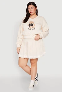Womens Plus Size Varsity Stripe Detail Tennis Skort, Khaki, Size 2X