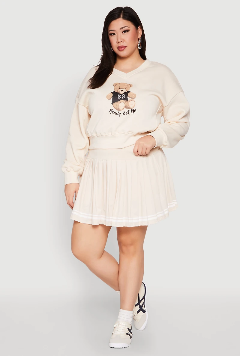 Womens Plus Varsity Stripe Detail Tennis Skort,
