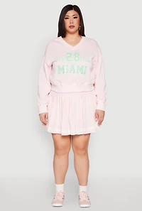 Womens Plus Varsity Stripe Detail Tennis Skort, Pink,
