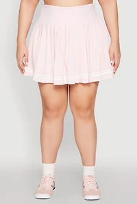 Womens Plus Varsity Stripe Detail Tennis Skort, Pink,