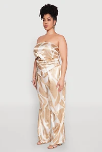 Womens Plus Satin Scarf Print Tube Top,