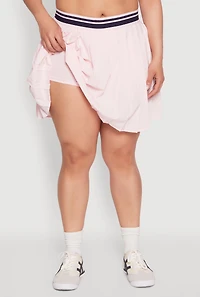 Womens Plus Size Varsity Stripe Waistband Pleated Skirt, Pink, Size 2X