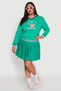 Womens Plus Size Varsity Stripe Printed Pattern Sweatshirt, Green, Size 2X