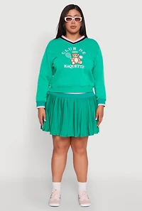 Womens Plus Size Varsity Stripe Printed Pattern Sweatshirt, Green, Size 2X