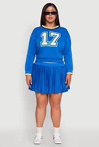 Womens Plus Size Varsity Stripe Printed Pattern Sweatshirt, Blue, Size 1X