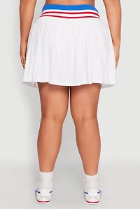 Womens Plus Size Contrast Trim Pleated Skort, White, Size 1X