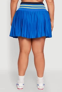Womens Plus Contrast Trim Pleated Skort,