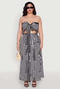 Womens Plus Size Printed Pattern Maxi Skirt, Black, Size 3X