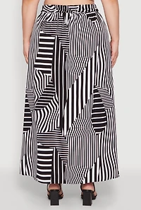 Womens Plus Size Printed Pattern Maxi Skirt, Black, Size 3X
