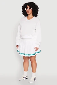 Womens Plus Size V Neck Pullover Sweatshirt, White, Size 3X