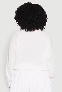 Womens Plus Size V Neck Pullover Sweatshirt, White, Size 3X