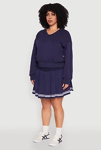 Womens Plus V Neck Pullover Sweatshirt, 2X